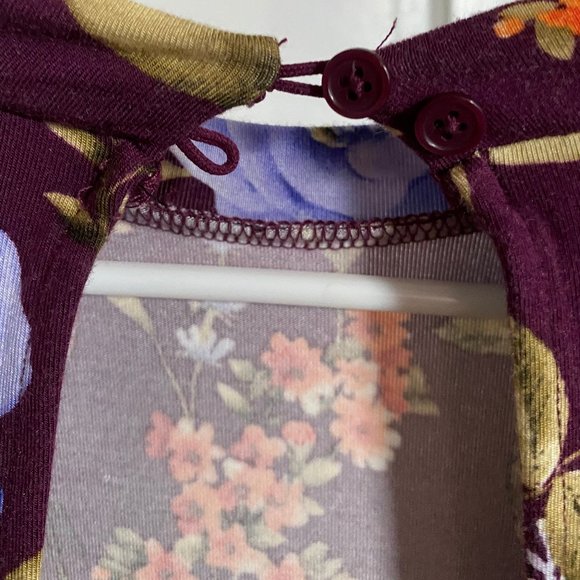 Forever 21 Purple Floral Babydoll Dress, Medium Small, Cut Back, Halter Neck - Picture 6 of 6